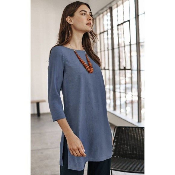 NWT Womens Plus Size 1X J. Jill Easy Care Boat Neck Tunic Top in Moonlit Blue - Picture 7 of 7